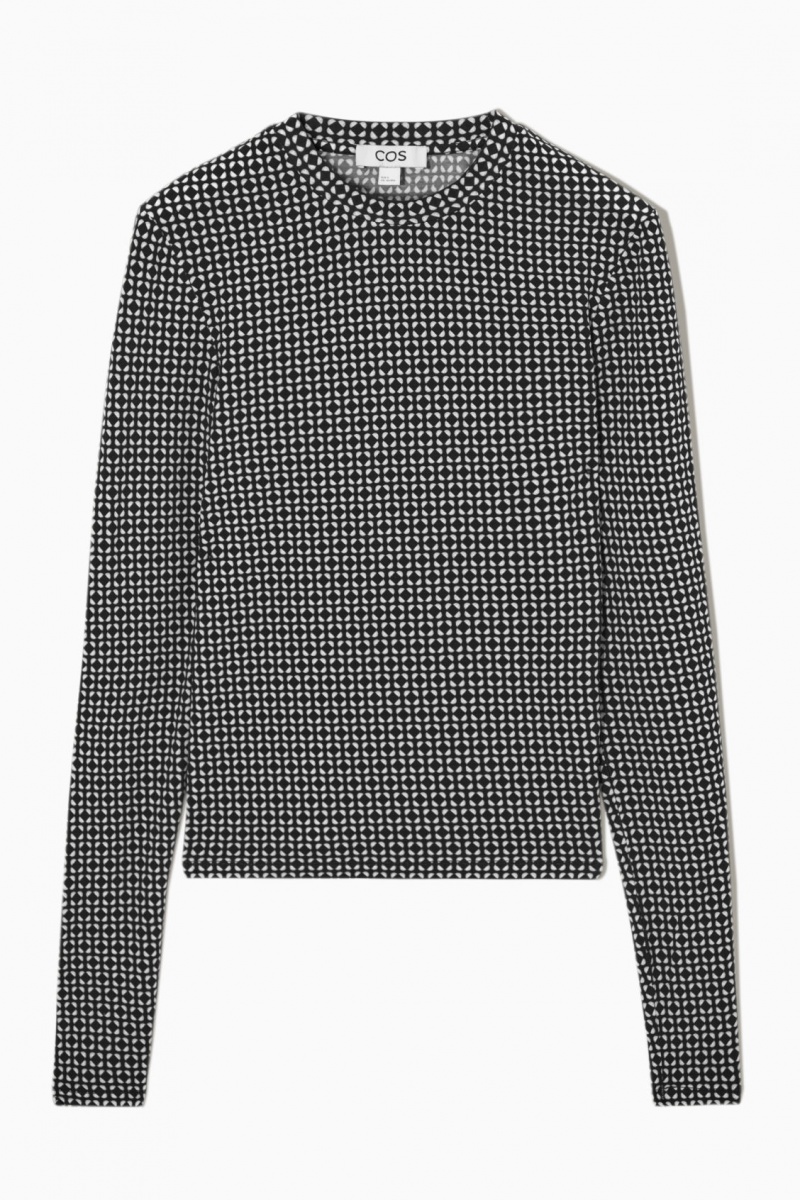 Women\'s COS Second-Skin Long-Sleeved Tops Black / White NZ-71JMWBKER