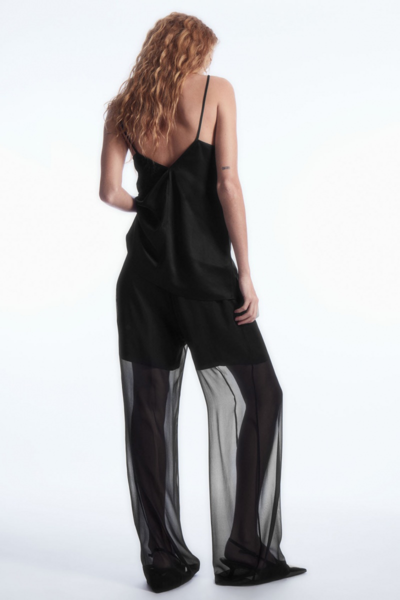 Women's COS Sheer Silk Pants Black NZ-61TQYGUCN