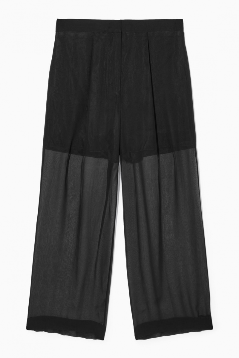 Women's COS Sheer Silk Pants Black NZ-61TQYGUCN