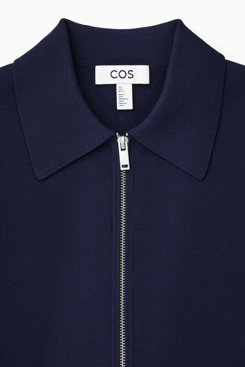 Women's COS Short-Sleeved Cropped Knitted Jackets Navy NZ-34BUVNWZP
