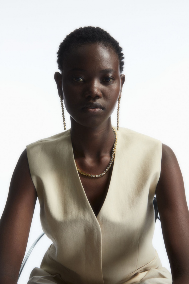 Women's COS Short Crystal Necklace Gold NZ-83TPFBDQI