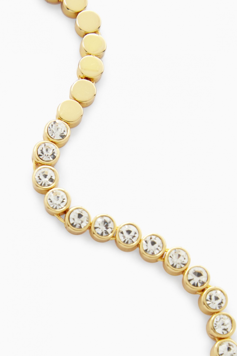 Women's COS Short Crystal Necklace Gold NZ-83TPFBDQI
