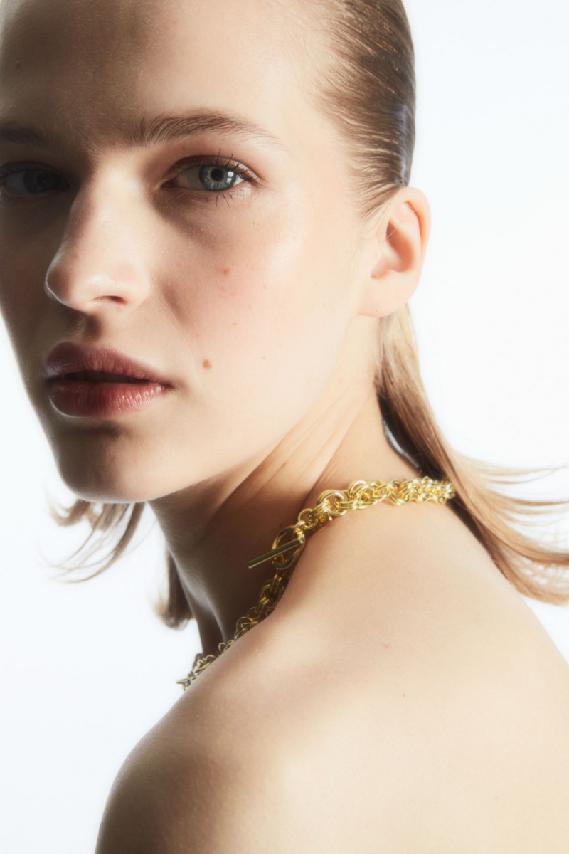 Women's COS Short Rope Chain Necklace Gold NZ-72MCISGDP