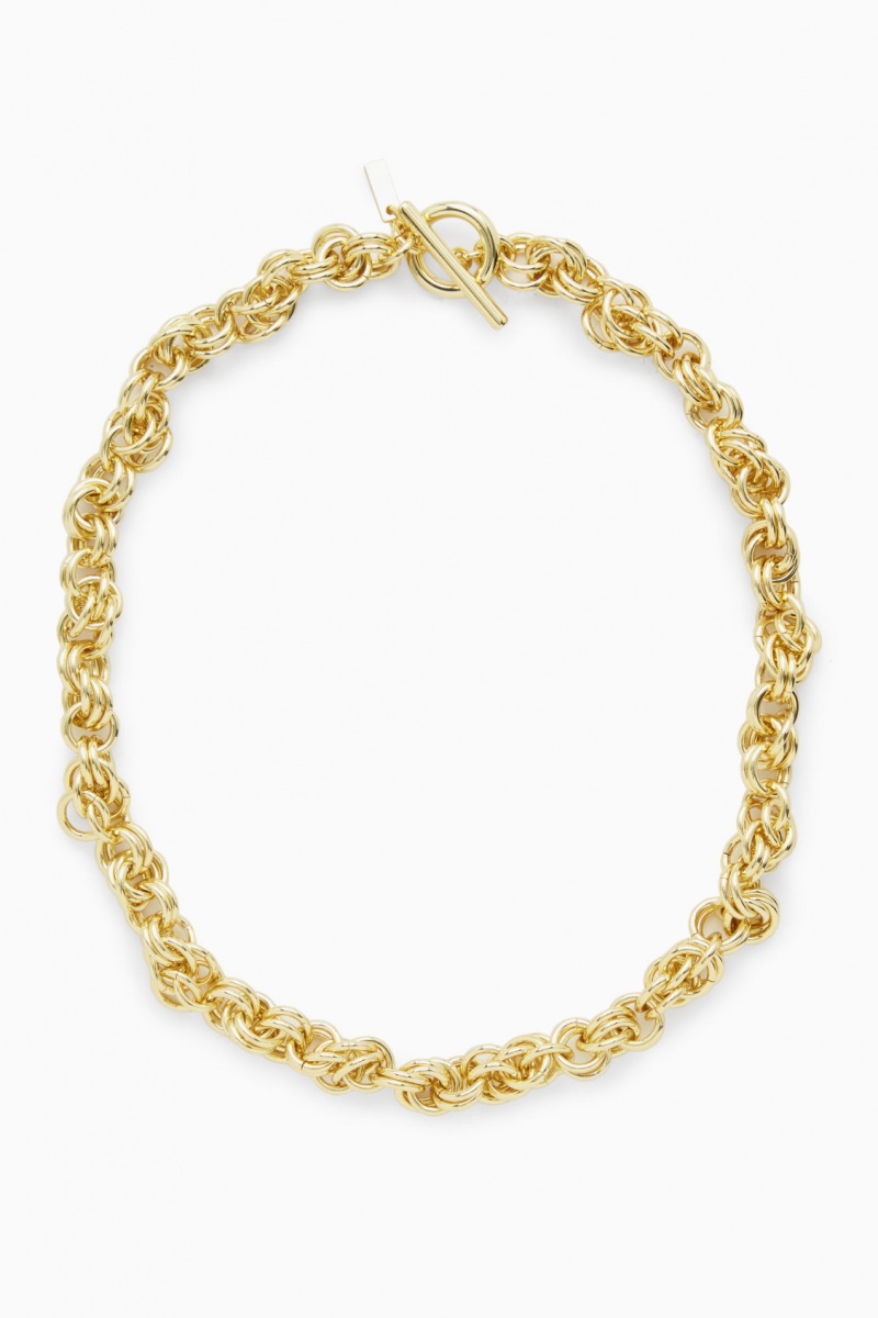 Women's COS Short Rope Chain Necklace Gold NZ-72MCISGDP