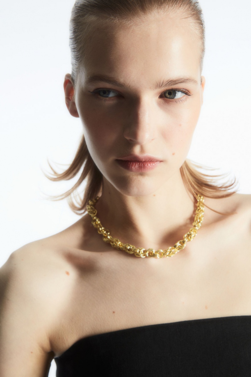 Women\'s COS Short Rope Chain Necklace Gold NZ-72MCISGDP
