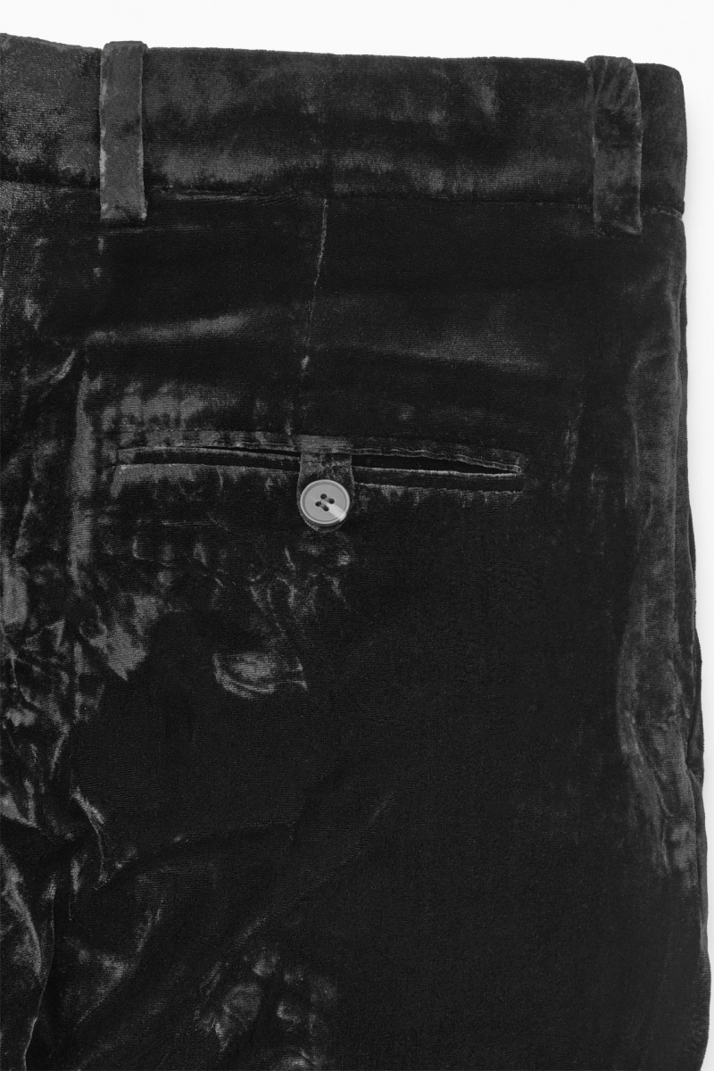 Women's COS Silk-Blend Velvet Straight-Leg Pants Black NZ-48HFGSCNL
