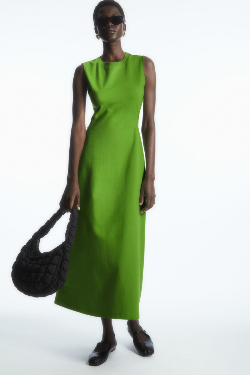 Women's COS Sleeveless Cutout Maxi Dress Green NZ-39MTHYQPV