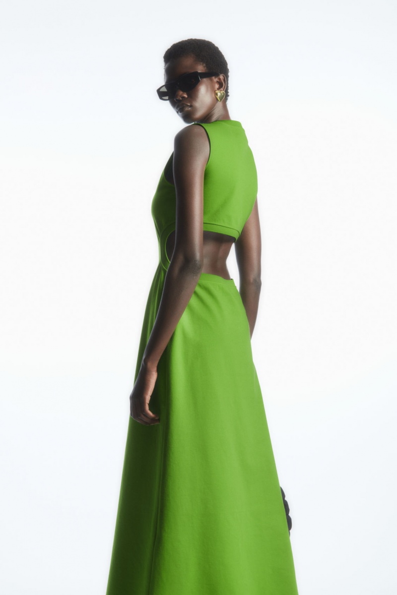 Women's COS Sleeveless Cutout Maxi Dress Green NZ-39MTHYQPV