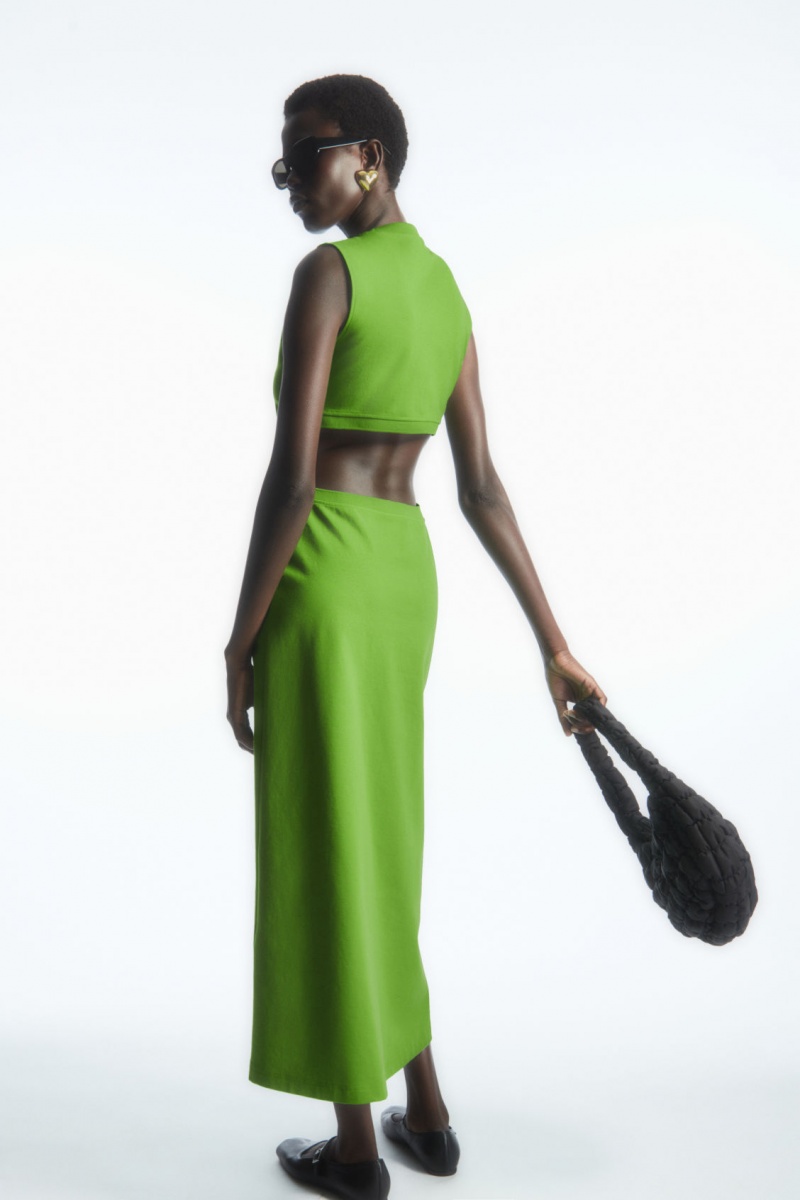 Women\'s COS Sleeveless Cutout Maxi Dress Green NZ-39MTHYQPV