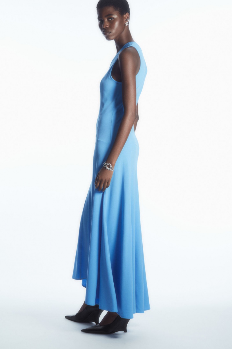 Women's COS Sleeveless Dropped-Waist Maxi Dress Light Blue NZ-73XWOFDIJ