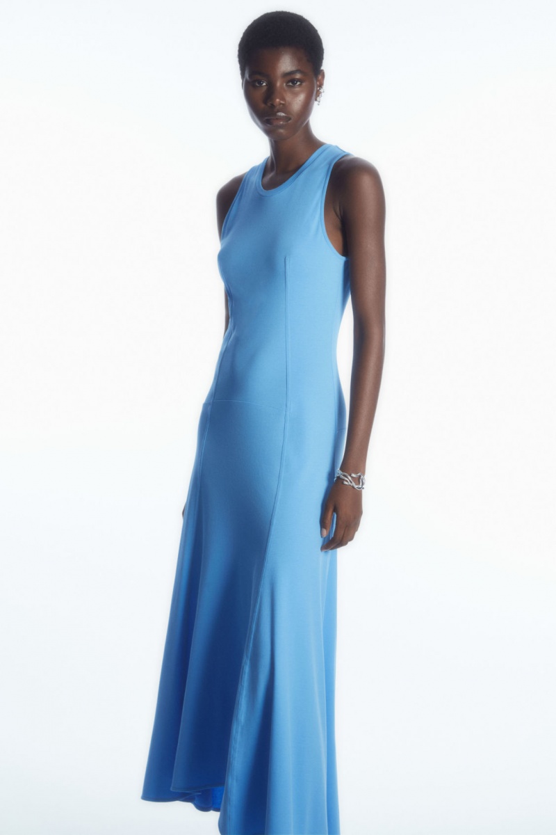 Women's COS Sleeveless Dropped-Waist Maxi Dress Light Blue NZ-73XWOFDIJ