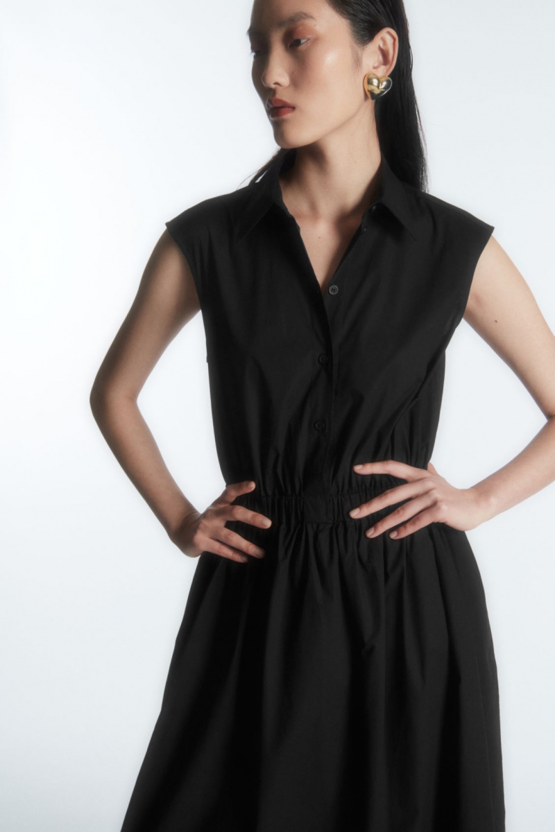 Women's COS Sleeveless Midi Dress Black NZ-57PGYEDOJ