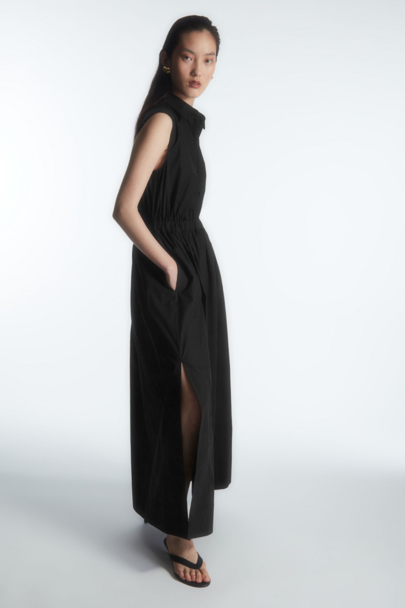 Women\'s COS Sleeveless Midi Dress Black NZ-57PGYEDOJ