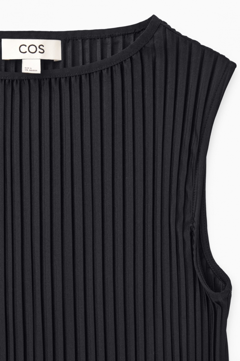 Women's COS Sleeveless Pleated Maxi Dress Navy NZ-83MUYRGVA