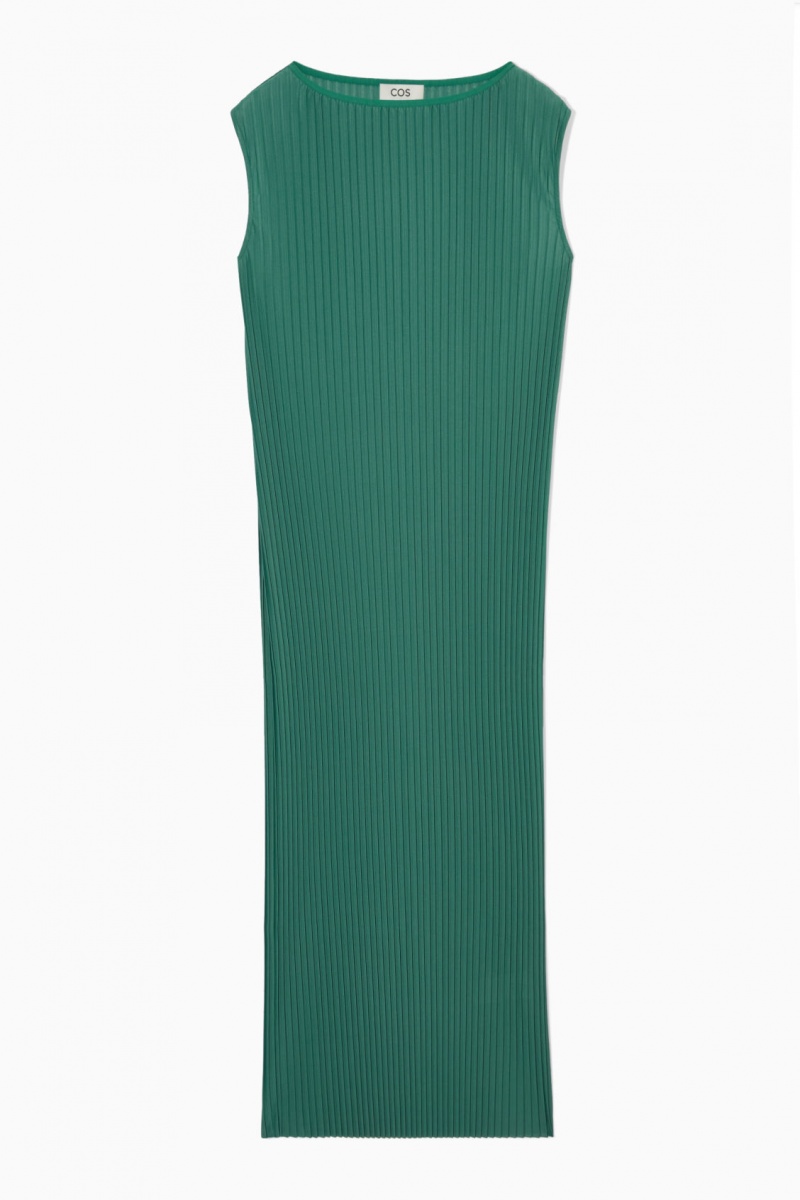 Women's COS Sleeveless Pleated Maxi Dress Green NZ-36FGKIABV