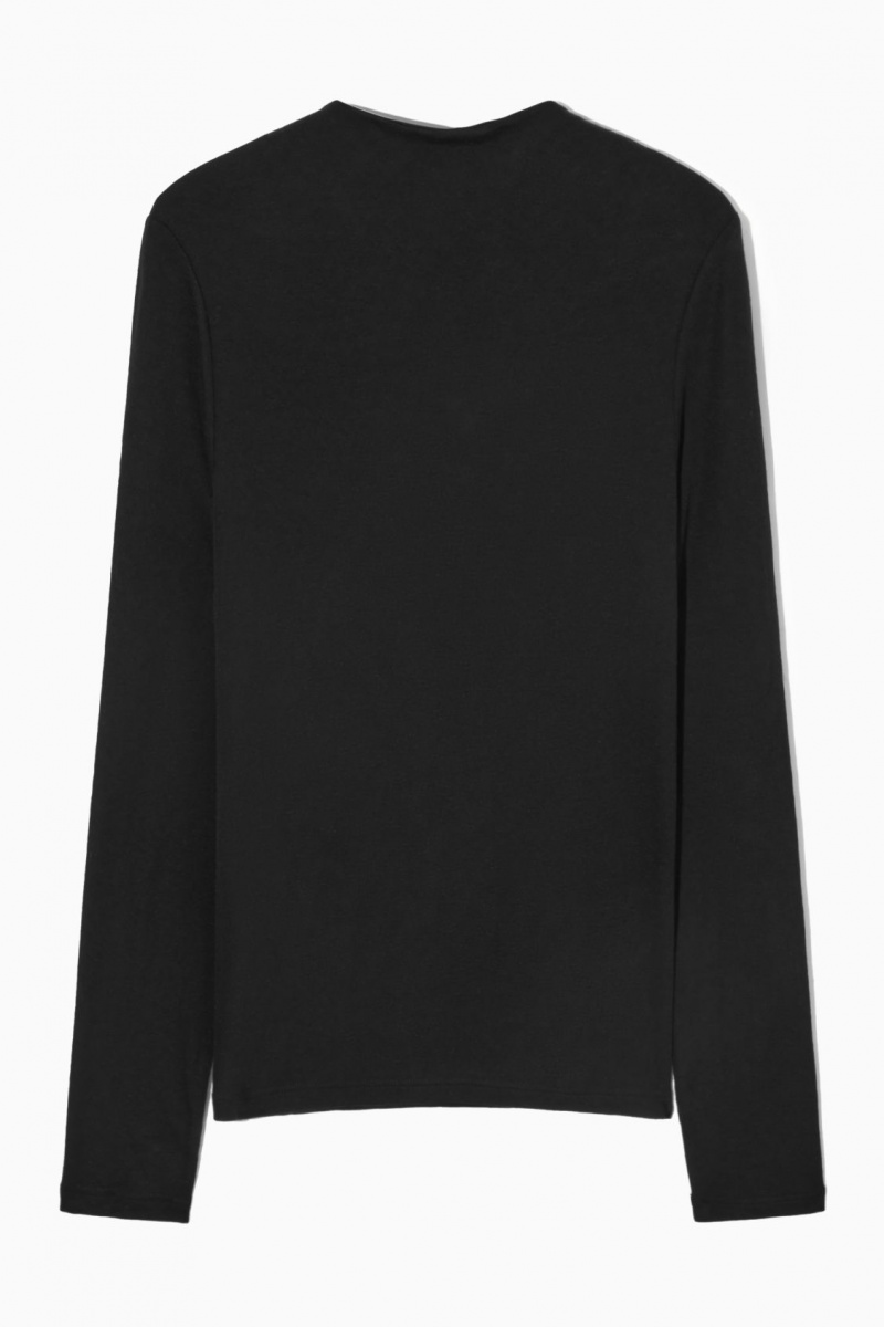 Women's COS Slim-Fit High-Neck Tops Black NZ-53KXVJQNB