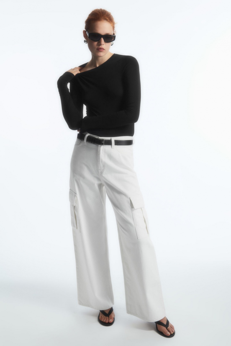 Women's COS Slim-Fit Long-Sleeve Tops Black NZ-07ZNRUJBY