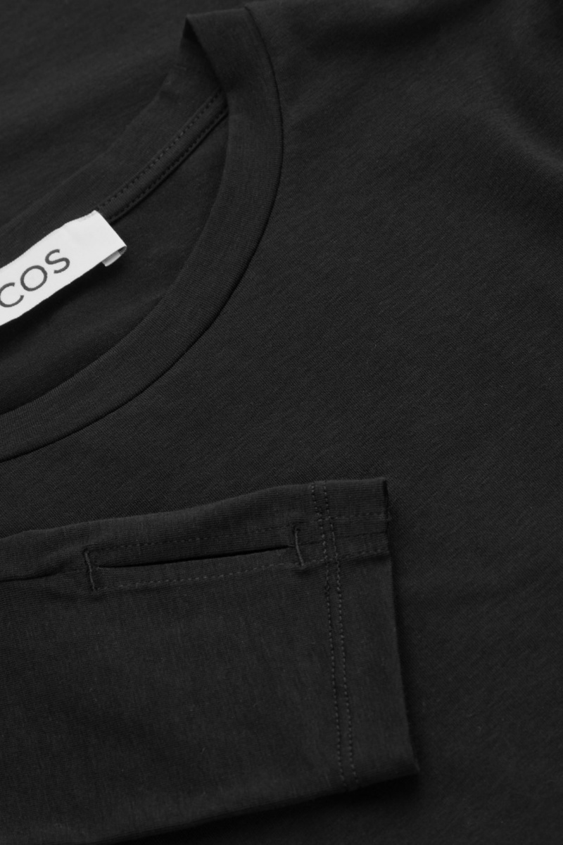Women's COS Slim-Fit Long-Sleeve Tops Black NZ-07ZNRUJBY