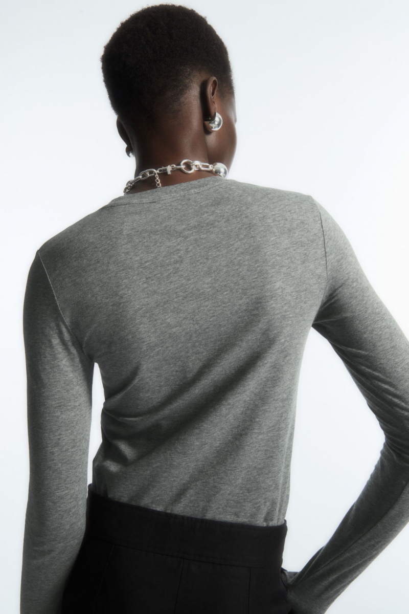 Women's COS Slim-Fit Long-Sleeve Tops Dark Grey NZ-98CKXVNTH