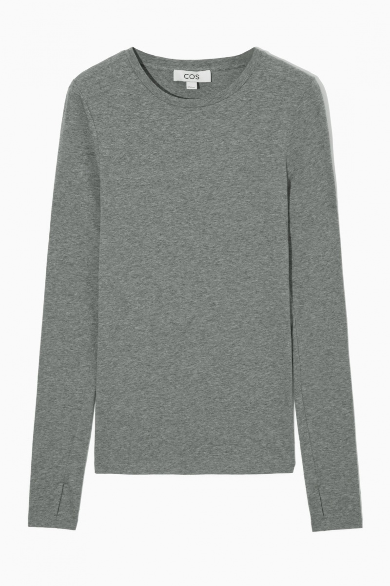 Women's COS Slim-Fit Long-Sleeve Tops Dark Grey NZ-98CKXVNTH