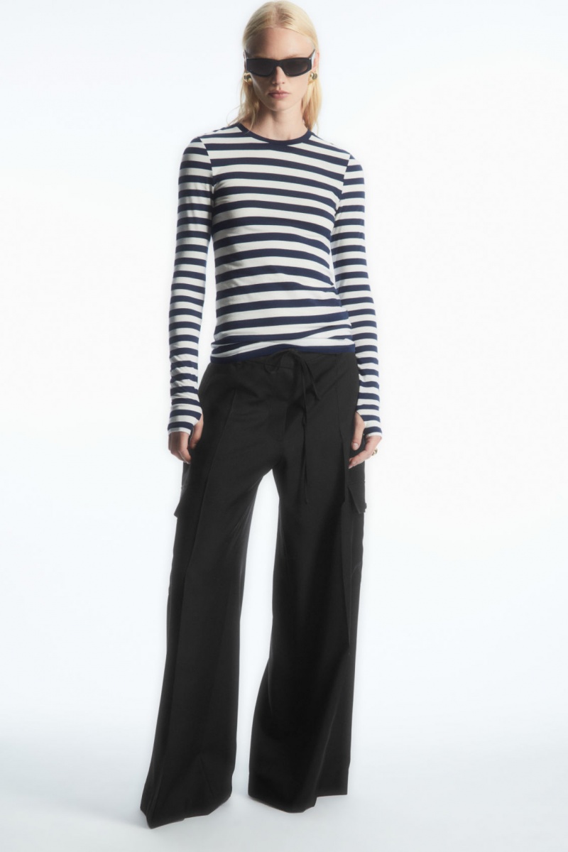 Women's COS Slim-Fit Long-Sleeve Tops Navy NZ-48UPDMWIG