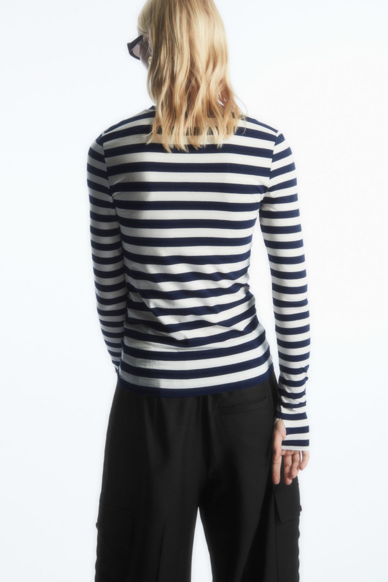 Women's COS Slim-Fit Long-Sleeve Tops Navy NZ-48UPDMWIG