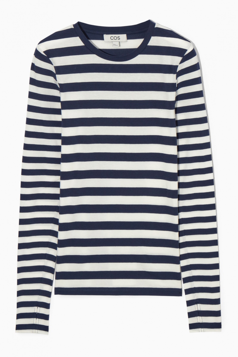 Women's COS Slim-Fit Long-Sleeve Tops Navy NZ-48UPDMWIG