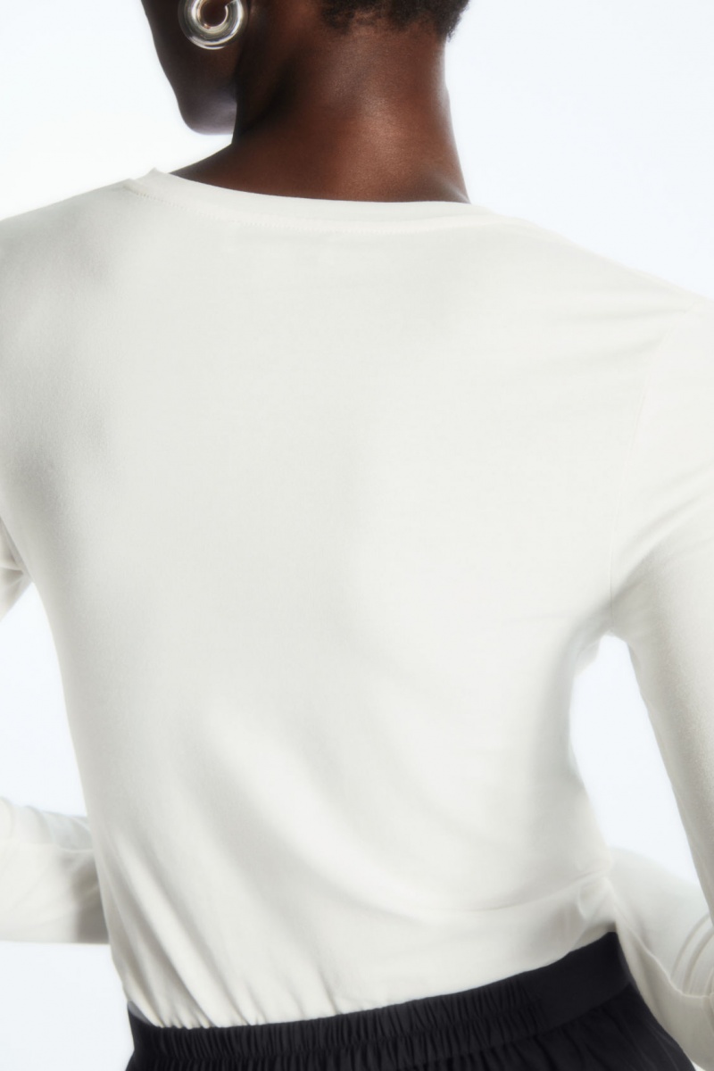 Women's COS Slim-Fit Long-Sleeve Tops White NZ-76WLKUDNC