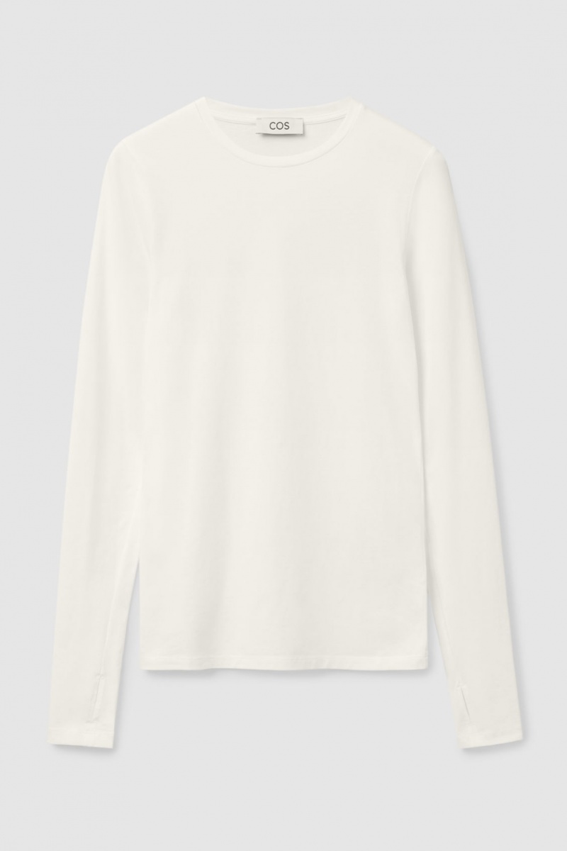 Women's COS Slim-Fit Long-Sleeve Tops White NZ-76WLKUDNC