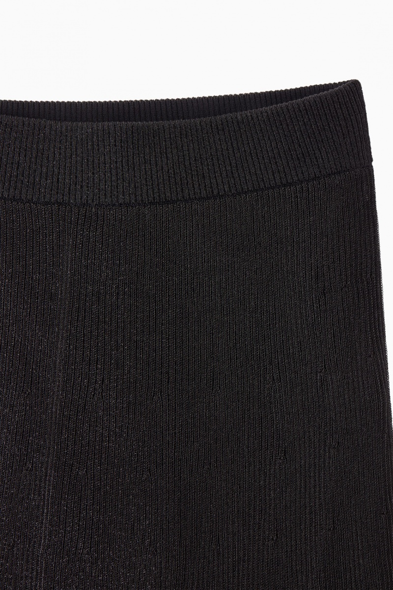 Women's COS Sparkly Ribbed-Knit Maxi Skirt Black NZ-14PWHCQZY