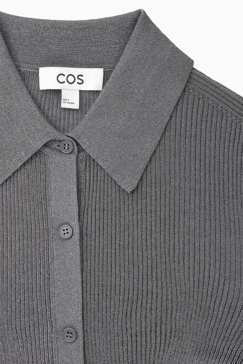 Women's COS Sparkly Ribbed-Knit Shirts Dark Grey NZ-10YCQAEBW