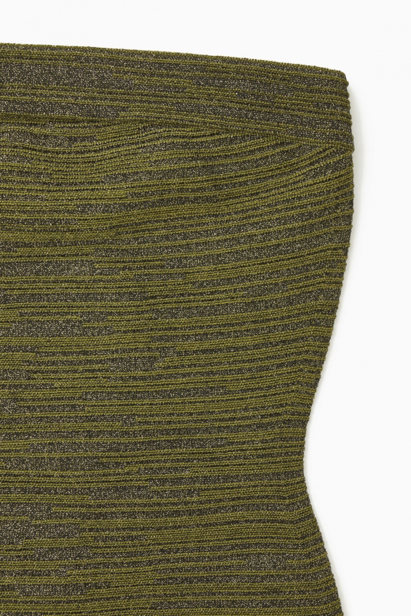 Women's COS Sparkly Textured Bandeau Tops Green NZ-73PFQAXIB