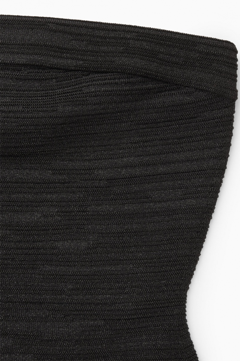 Women's COS Sparkly Textured Bandeau Tops Black NZ-31WYNRSZM