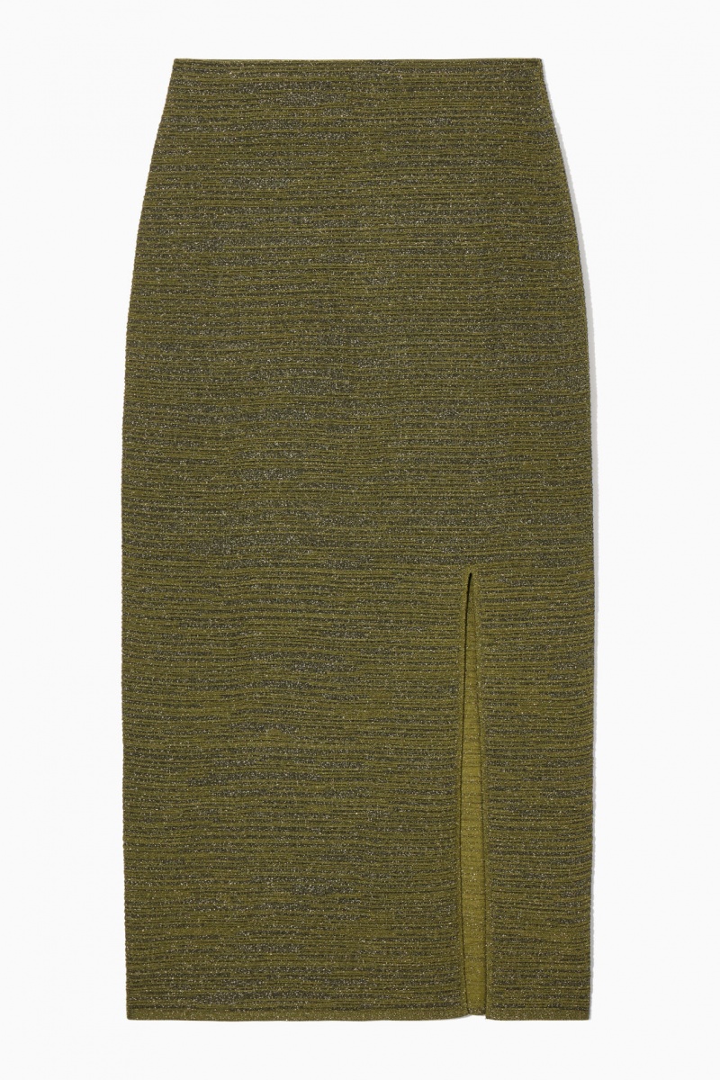 Women's COS Sparkly Textured Pencil Skirt Green NZ-48RTWMZVO