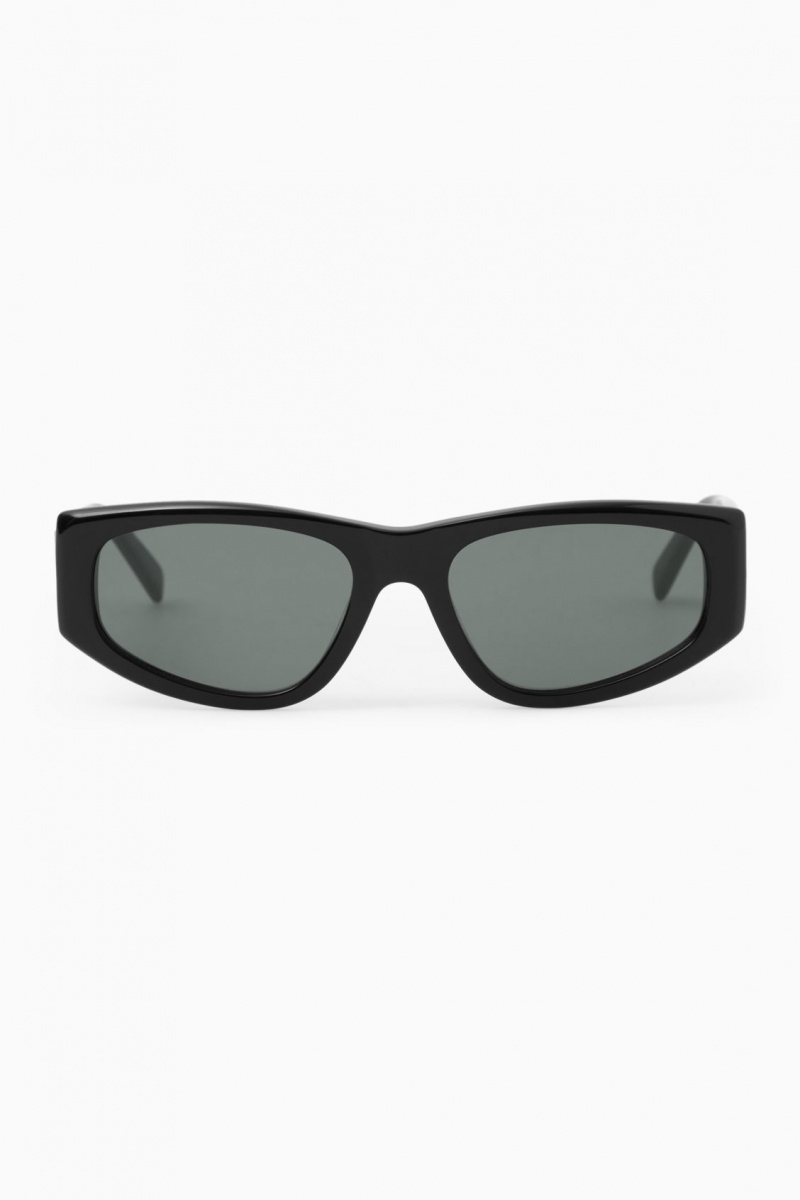 Women's COS Sporty Rectangle-Frame Sunglasses Black NZ-57HFTCDMP