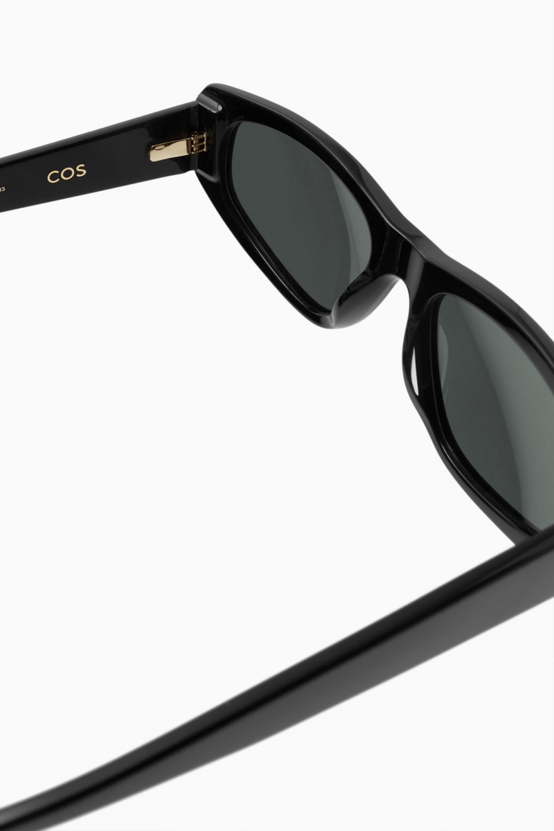 Women's COS Sporty Rectangle-Frame Sunglasses Black NZ-57HFTCDMP