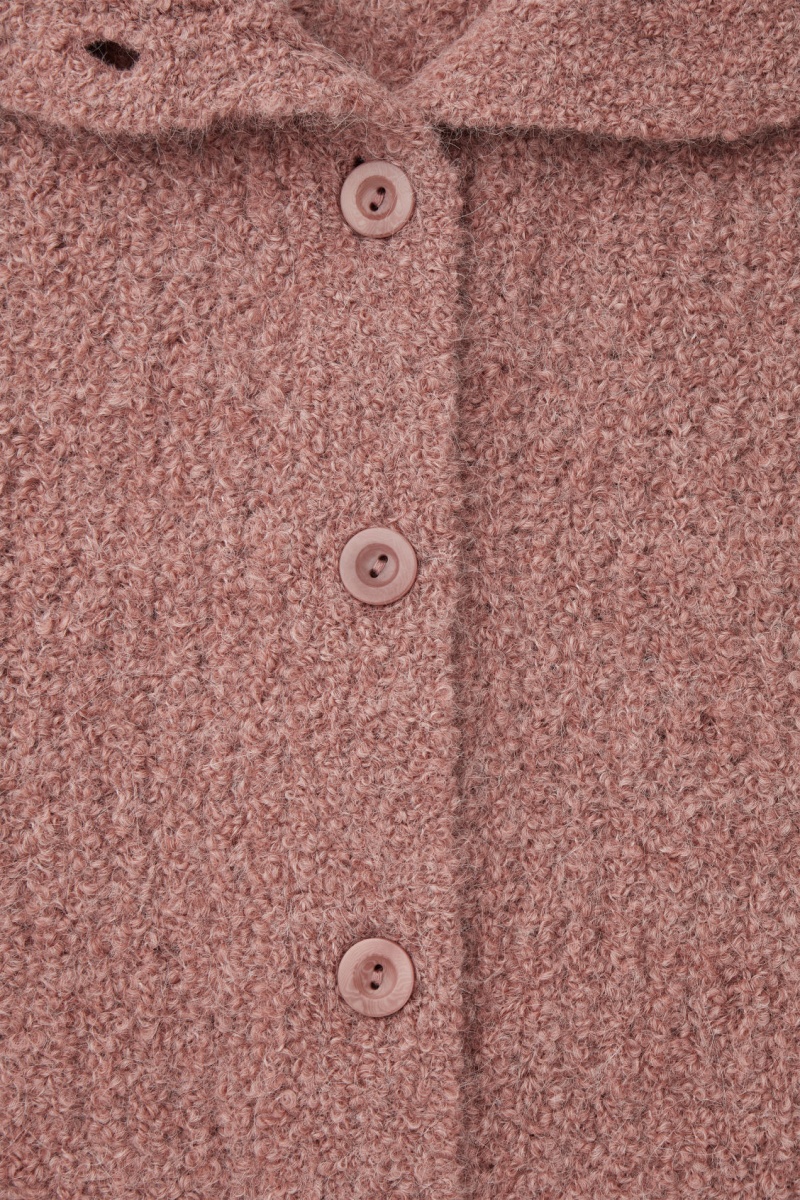Women's COS Spread-Collar Textured Alpaca Cardigan Pink NZ-38QMHGPUK