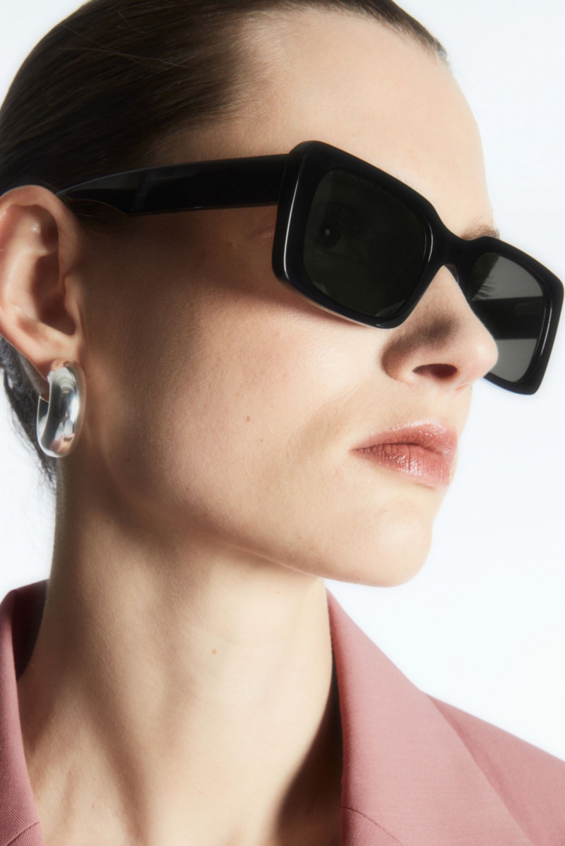 Women's COS Square-Frame Acetate Sunglasses Black NZ-12RMWVIXU