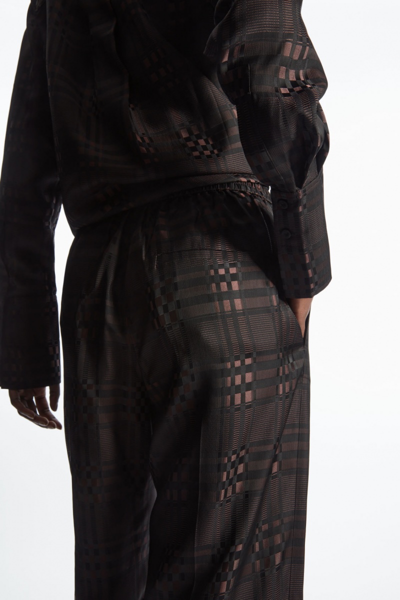 Women's COS Straight-Leg Checked Jacquard Pants Brown / Black NZ-28HGWSLYV