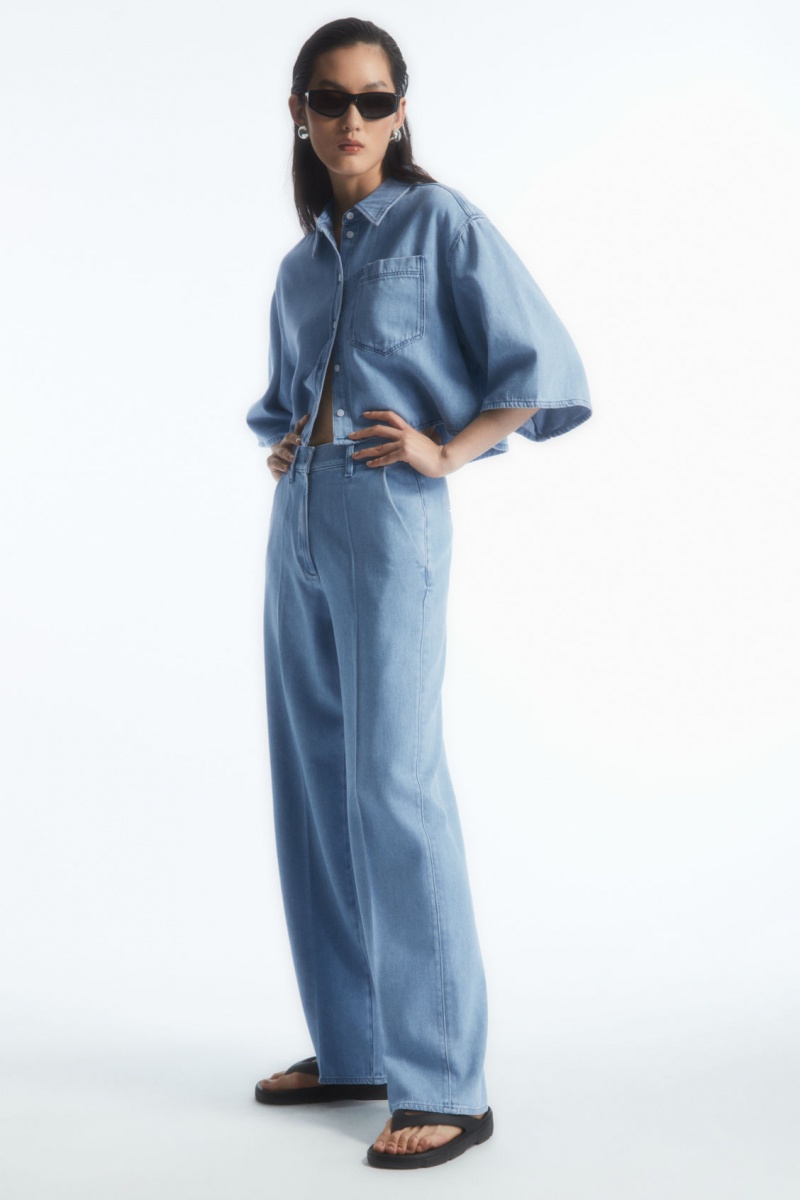 Women's COS Straight-Leg Denim Pants Light Blue NZ-68WLONXMR