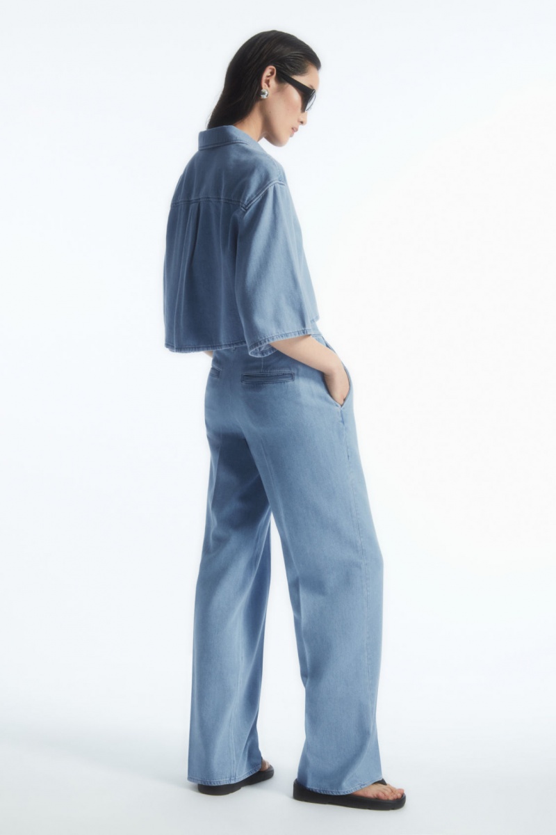 Women's COS Straight-Leg Denim Pants Light Blue NZ-68WLONXMR