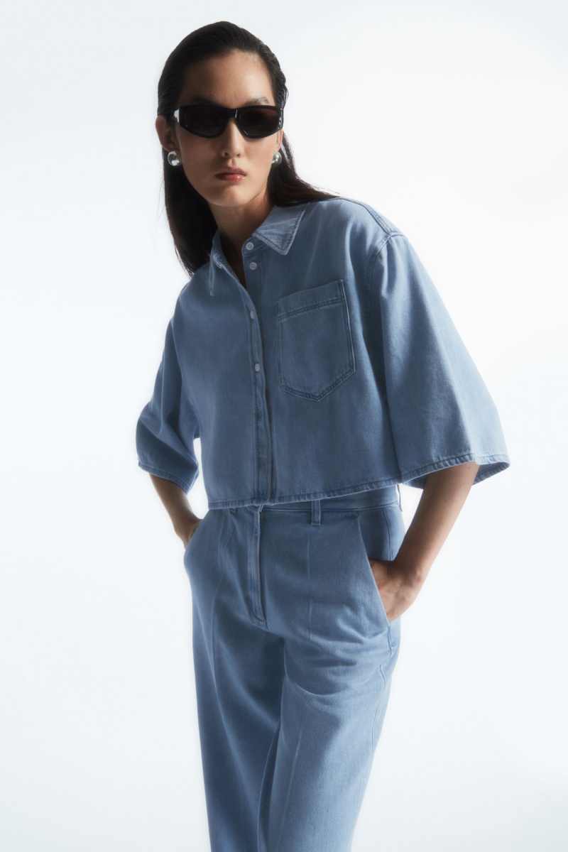 Women's COS Straight-Leg Denim Pants Light Blue NZ-68WLONXMR