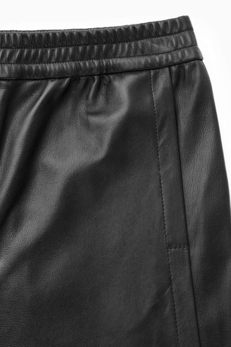 Women's COS Straight-Leg Elasticated Leather Pants Black NZ-13FLBGODE