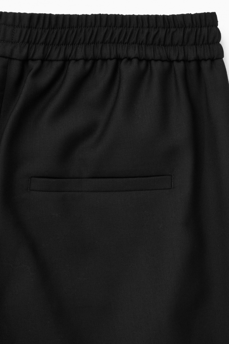 Women's COS Straight-Leg Elasticated Wool Pants Black NZ-38UACIJHD
