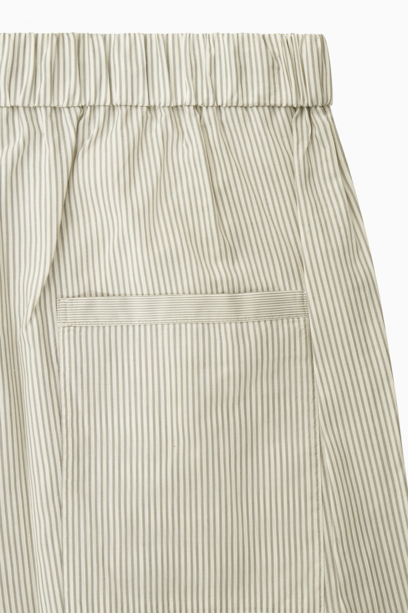 Women's COS Striped Silk Pajama Pants Beige / Grey NZ-80NKSIRBA