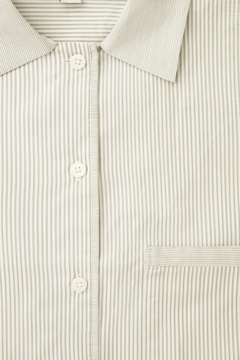 Women's COS Striped Silk Pajama Shirts Beige / Grey NZ-13XEFZUTK