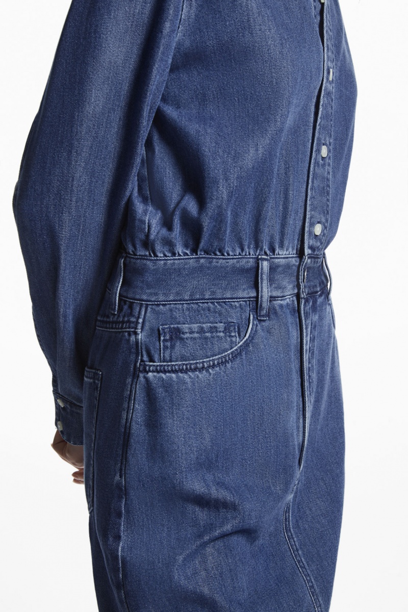 Women's COS Structured Denim Dress Blue NZ-09WIXFOUC