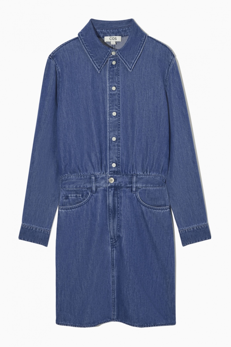 Women's COS Structured Denim Dress Blue NZ-09WIXFOUC