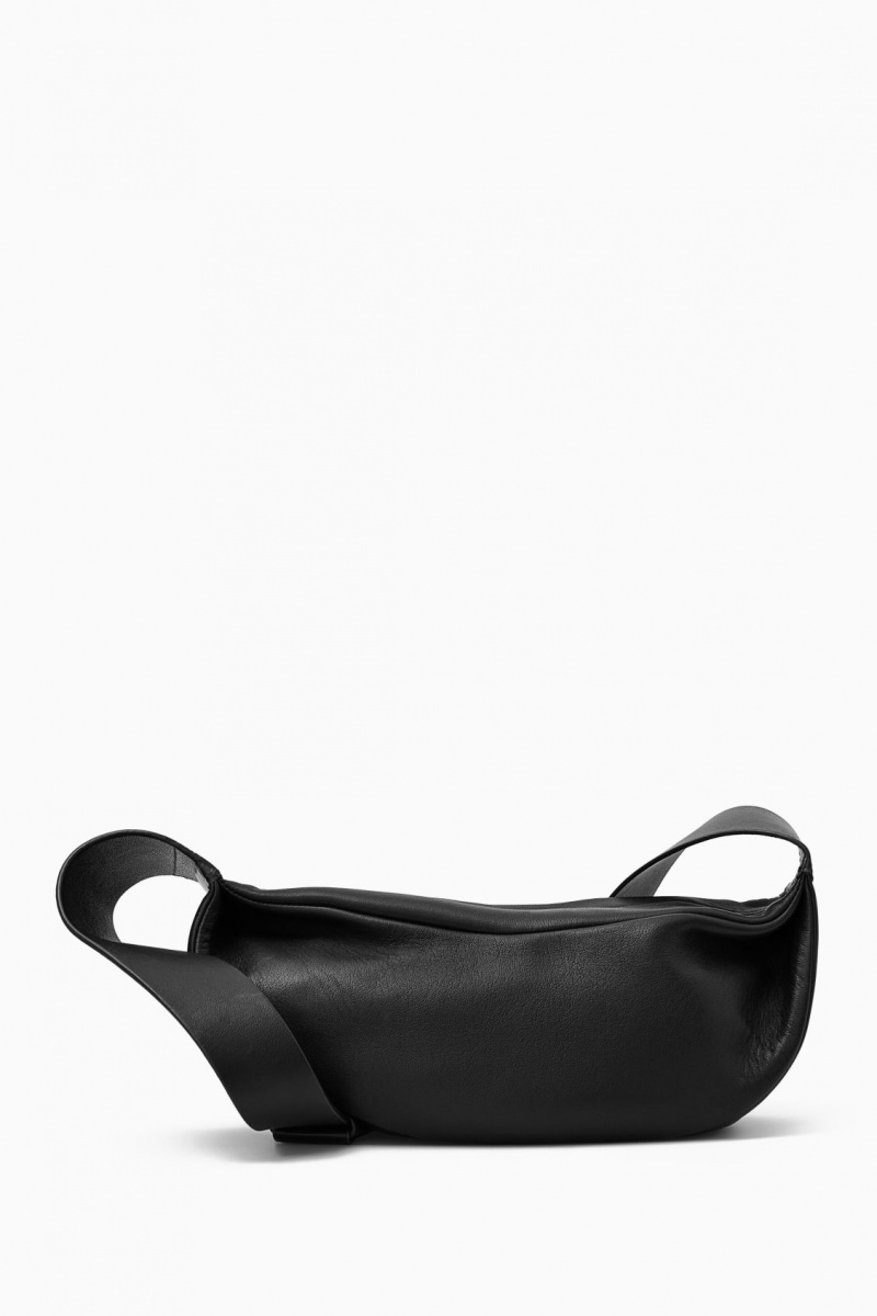 Women's COS Swing Crossbody Leather Crossbody Bag Black NZ-65LXBSTMG