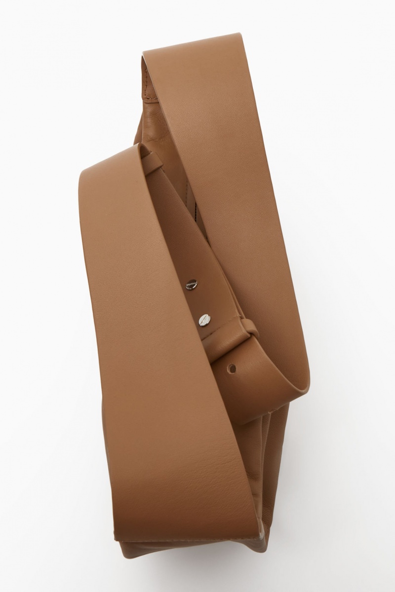 Women's COS Swing Crossbody Leather Crossbody Bag Beige NZ-02MUBLEGJ